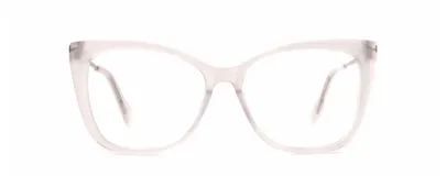 Armazón para lentes Visionar 200/52 col 03, de acetato color gris claro, con forma de ojo de gato.