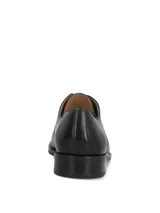 Zapatos de vestir para hombre tipo Oxford, color negro, confeccionados en cuero con cordones y suela de goma.