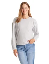 Buzo de modal con escote redondo y mangas largas con puños ajustados. Presenta un diseño liso y corte holgado.