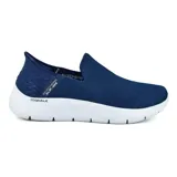 Championes Skechers Hands Free Slip-ins Go Walk Flex, color azul marino, sin cordones. Capellada de malla con plantilla Air-Cooled Memory Foam y entresuela Ultra Go.