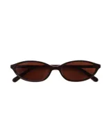 Lentes de sol con armazón ovalado de estilo retro en color negro y cristales oscuros polarizados con protección UV400.