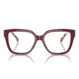 Anteojos de receta Michael Kors con marco de acetato en color bordó y patillas con diseño carey.