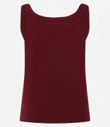 Blusa musculosa de ribana color blanco, con escote en U.