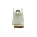 Championes de caña alta Fila FX-33 High, color blanco con detalles dorados, con cordones y suela de goma marrón.