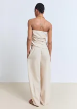 Top strapless de algodón con diseño entallado, fruncidos laterales y cierre de cremallera lateral.