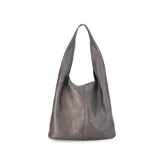 Cartera tipo shopper de cuero sintético color negro, con diseño amplio y minimalista, manijas cómodas para el hombro y costuras visibles.