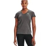 Remera deportiva Under Armour de mujer, modelo UA Tech SS Solid, color gris oscuro. Confeccionada en tejido ligero y transpirable.