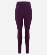 Legging deportiva de tiro alto con cintura ancha, confeccionada en poliamida y elastano. Presenta un diseño ajustado al cuerpo en color violeta oscuro, con costuras reforzadas y acabado liso.