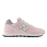 Championes urbanos New Balance modelo 574, color rosa con detalles en gris y blanco, confeccionados en gamuza y malla, con logo "N" característico en los laterales y entresuela ENCAP.