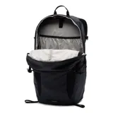 Mochila Columbia modelo Triple Canyon 24L con tecnología Omni-Shield, color negro. Cuenta con bolsillos laterales para botellas, compartimento principal con cierre, panel trasero de malla transpirable y tirantes acolchados.