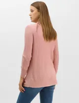 Cardigan abierto de tejido acanalado, con bolsillos frontales y mangas largas de corte entallado con puños de rib.