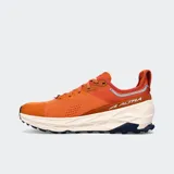 Championes de trail running Altra Olympus 5, color azul con detalles en naranja y suela Vibram.