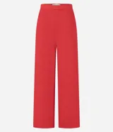 Pantalón wide leg de sastrería color rojo, con cintura alta, elástico en la parte posterior y cierre lateral.
