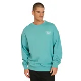 Buzo celeste de algodón con cuello redondo, mangas largas y logo estampado en el pecho.