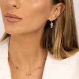 Aros colgantes de plata 925 con piedra aguamarina ovalada y circular.