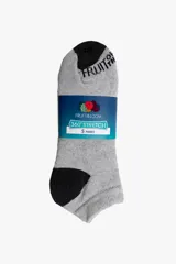 Pack de cinco pares de medias afelpadas sin caña, color gris melange con puntera y talón negros.