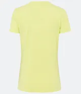 Remera azul de algodón con cuello en V y bolsillo en el pecho.