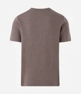 Remera de punto piqué color celeste con efecto melange, cuello redondo y manga corta.