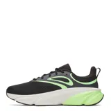 Championes de running Under Armour modelo Rogue 6, color negro con detalles en verde neón y entresuela blanca. Presentan diseño de malla transpirable y logo de la marca en el lateral.