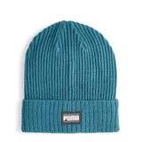 Gorro de lana Puma color celeste con diseño de punto acanalado y logo de la marca en el frente.