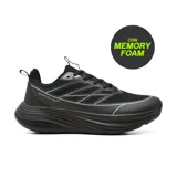 Championes deportivos American Sport modelo Magno, color negro con detalles reflectivos grises, capellada de malla transpirable y suela gruesa amortiguada con tecnología memory foam.