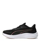 Championes de running Puma Skyrocket Lite 2, color negro con detalles en rosado y blanco. Presentan una suela de goma color marrón y diseño deportivo con cordones.