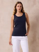 Musculosa amarilla de algodón con cuello redondo y sisas anchas.