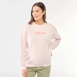Buzo de lactancia de felpa color rosado, con cuello redondo y diseño cómodo. Estampado frontal con la palabra 'AMORE' con una margarita en lugar de la letra 'O'.