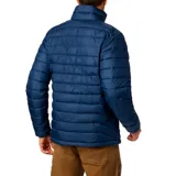 Campera inflable Columbia Powder Lite color azul marino, con cierre frontal, cuello alto y logo de la marca bordado en el pecho.