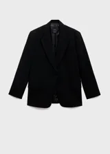Blazer de corte recto y diseño clásico, con cuello de solapa con muesca, cierre frontal de un botón, mangas largas con puños abotonados, bolsillo de ribete en el pecho y dos bolsillos laterales con solapa.