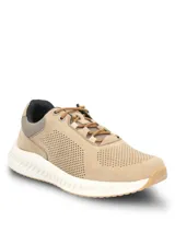 Championes Hush Puppies modelo Spinal Lthr Lace de color beige, con capellada de cuero perforado para mayor ventilación, cordones marrones y suela gruesa de EVA blanca con diseño texturizado.