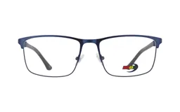 Armazón para lentes de receta MDQ modelo T02, color gris brillante, de forma rectangular con bordes redondeados.
