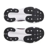 Championes de running Under Armour Infinite, color negro con detalles en lila y suela blanca.