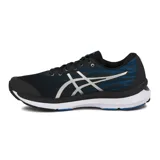 Championes de running Asics Gel-Hypersonic 3 para hombre, en color negro con detalles en azul y blanco, con el logo clásico de la marca en el lateral.