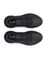 Championes de básquetbol Under Armour modelo Lockdown 7, color negro con detalles en gris. Presentan una parte superior de malla transpirable con superposiciones de cuero sintético para mayor sujeción, entresuela de EVA para una pisada ligera y reactiva, y suela exterior de caucho con patrón de tracción en espiga.