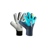 Guantes de arquero NKAM AS INF verde agua con palma Turf Tech, dorso de tejido elástico transpirable y cierre sin tirantes con muñequera elástica.