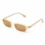 Lentes de sol con armazón rectangular de acetato color beige claro y cristales marrones con protección UV400.