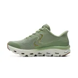 Championes deportivos Skechers Slip-Ins Glide Step, color verde militar, confeccionados con malla transpirable y suela geométrica con amortiguación.