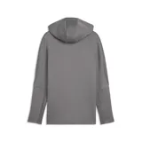 Campera deportiva con capucha Puma del Club Atlético Peñarol, color gris con detalles en amarillo. Cuenta con cierre frontal completo, bolsillos laterales y el escudo del club junto al logo de la marca en el pecho.