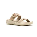 Sandalia deportiva Merrell modelo District 4 Recast, color beige, con tiras de malla y cincha, cierre de hebilla ajustable y suela de espuma EVA ligera.