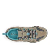 Championes de trekking Columbia modelo Crestwood Omni-Grip, color gris y beige con detalles en celeste, confeccionados en combinación de cuero y malla.