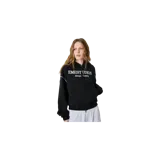 Campera con capucha y cierre frontal Eme Studios Capri Shadow Full Zip, color negro, con estampa blanca con el texto "EMESTUDIOS Always Grateful" en el pecho y detalles de costuras expuestas en los hombros.