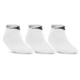 Pack de tres pares de medias soquetes blancas, con tejido de punto y logo Diadora en negro en el borde superior.