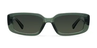 Lentes de sol rectangulares Akin, color verde oliva, con lentes polarizadas verdes y montura de material bio-based G850.