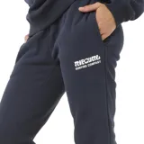 Pantalón de jogging azul marino con puños elásticos y estampado con el logo de la marca en blanco.