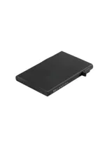 Tarjetero metálico negro con tecnología de bloqueo RFID. Tiene capacidad para 6 tarjetas y botón de acceso rápido.