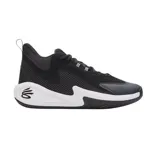 Championes de básquet Under Armour Curry 3Z 25, color negro con entresuela blanca. Presentan un diseño de corte medio con paneles de malla transpirable y refuerzos sintéticos, destacando el logo de Stephen Curry en el lateral de la suela.