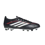 Championes de fútbol Adidas Copa Pure IV FG/MG, color negro con las tres tiras clásicas de la marca en blanco y detalles en rojo.