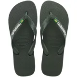 Ojotas Havaianas modelo Brasil Logo, color blanco, con tiras blancas y logo de la marca en relieve azul con la bandera de Brasil.