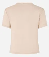 Blusa básica de cuello redondo y manga corta con detalle de dobladillo, confeccionada en tejido de viscosa con elastano.